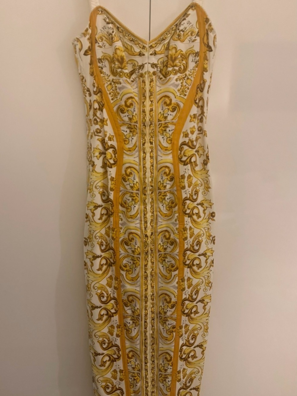 Dolce & Gabbana Yellow Majolica  Sweetheart Midi Dress 38 - Picture 3 of 4